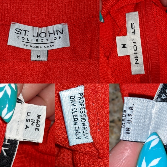 St. John Knit Set Skirt and Tank Orange-Red Size 6 Top Size Medium Skirt - Picture 13 of 16